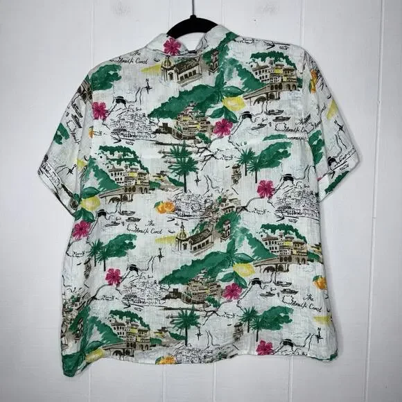 Cynthia Rowley Women’s 100% Linen Amalfi Coast Top Button Up Size L NWT - Picture 2 of 4